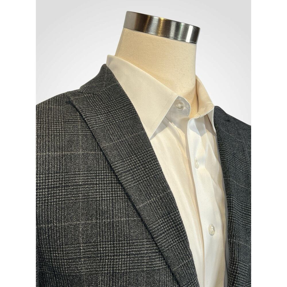 Ted Baker London Blazer 40R Slim Gunmetal Blue Gray Glen Plaid Cotton Blend - Picture 7 of 16